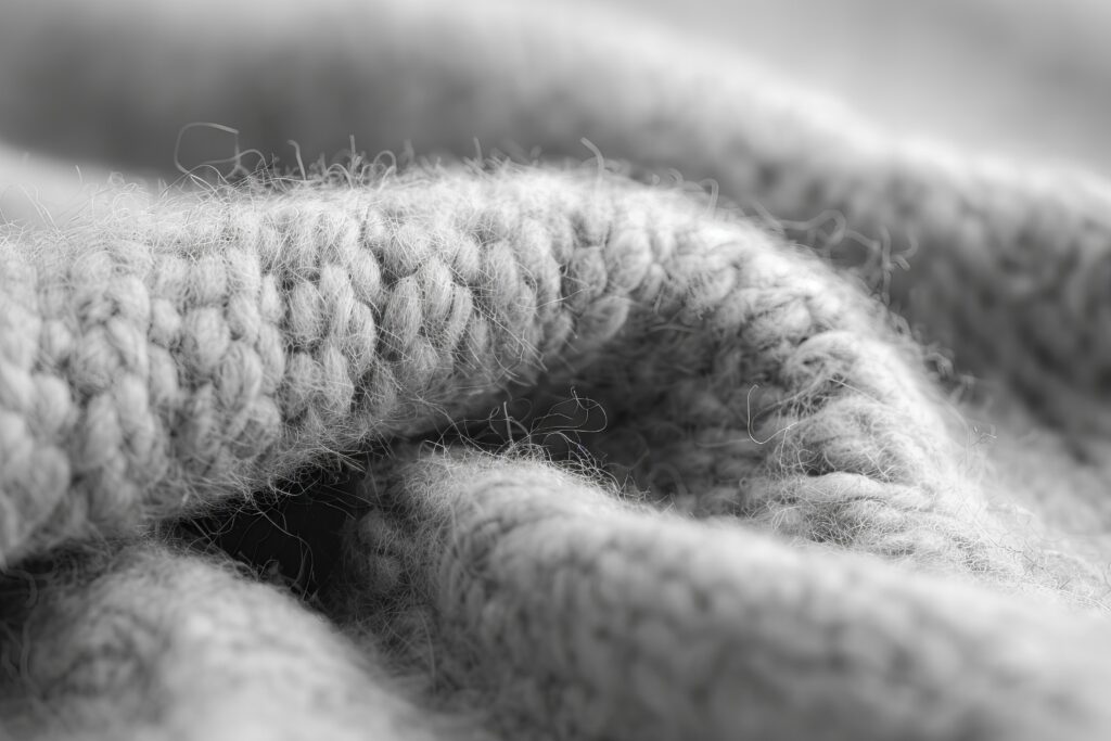 Close-up of soft grey cashmere knit